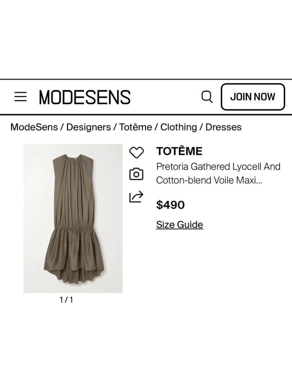 NWT Totême Maxi Dress L Army Green Preoria Gathered Lyocell Blend